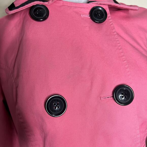 Candie's Peacoat Jacket w Pockets Large Pink Double Breasted Belted A-Line Y2K - Picture 9 of 9